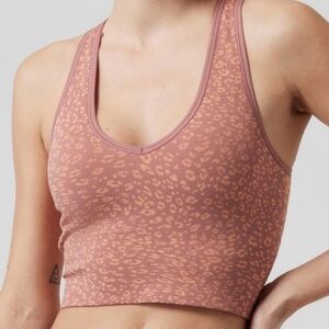 Athleta Aurora Crop Tank XS Pink/Orange Leopard Print